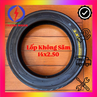 Lốp Không Săm 14x2.50 Xe Đạp Điện Bánh 14inch, Vỏ Không Ruột 14 x 2.50 Dày Bền Phụ Tùng Xe Điện