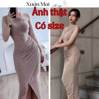  Đầm body nữ đi tiệc đi chơi lệch vai xéo tà nhúng che bụng tôn dáng hàng thiết kế xuanmaishop12 