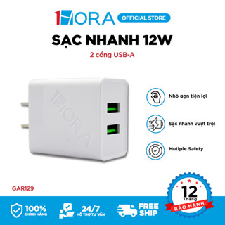 Củ Sạc Nhanh 1HORA 12W 2 cổng USB-A kèm cáp Micro USB (màu đỏ) - Dài 1m - GAR129 dành cho Ip, Android, tai nghe...
