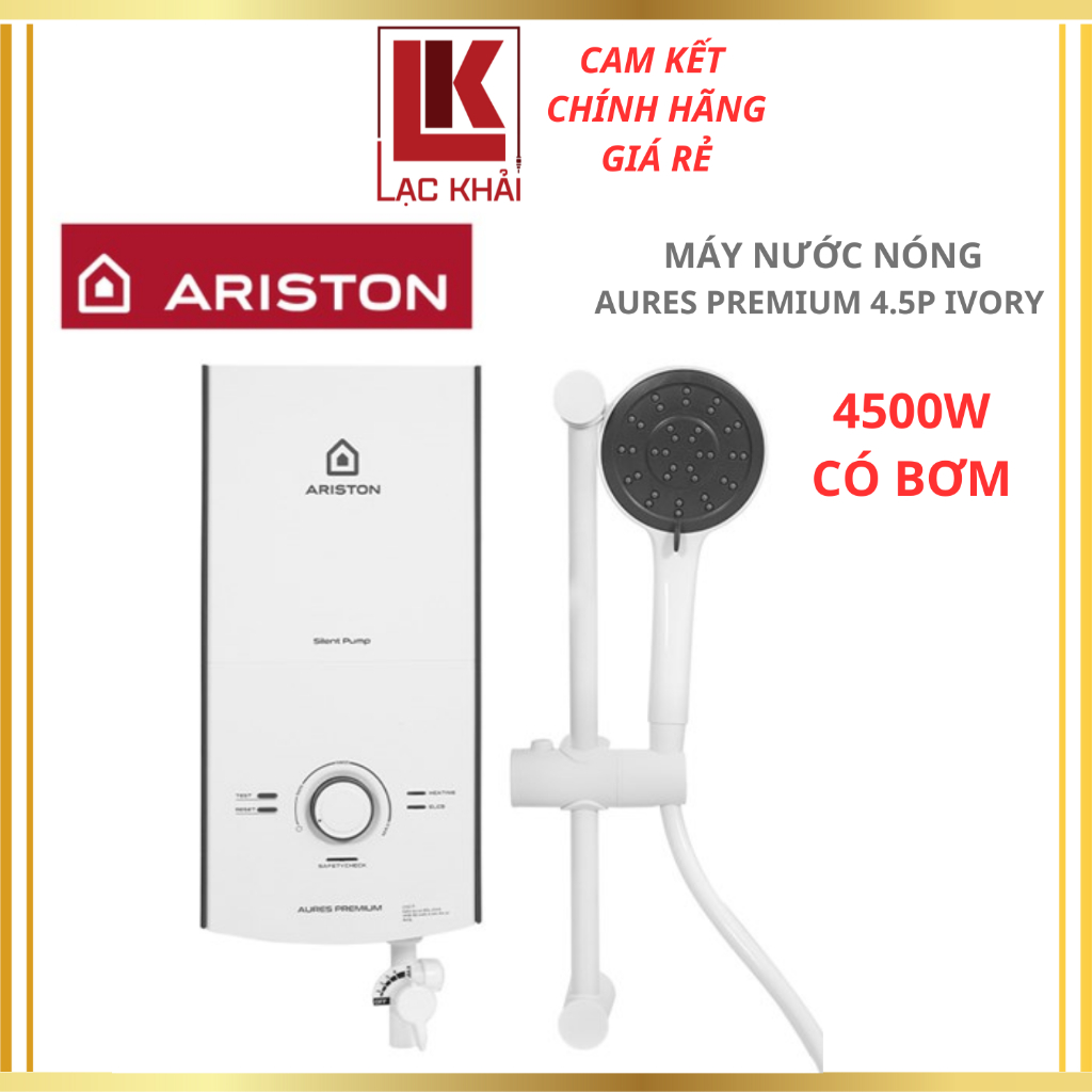 Máy nước nóng trực tiếp có bơm Ariston 4500W AURES PREMIUM 4.5P IVORY - Hàng chính hãng