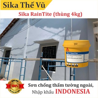 Sika - Sơn chống thấm, chống nóng tường ngoài Sika Raintite Grey (Màu xám, Thùng 4kg) SIKA THẾ VŨ