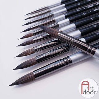 [ARTDOOR] Cọ vẽ màu nước đầu Tròn SUNWAY Basic (B207) lông Sóc, thân Đen
