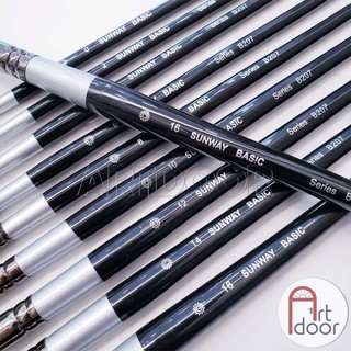 [ARTDOOR] Cọ vẽ màu nước đầu Tròn SUNWAY Basic (B207) lông Sóc, thân Đen