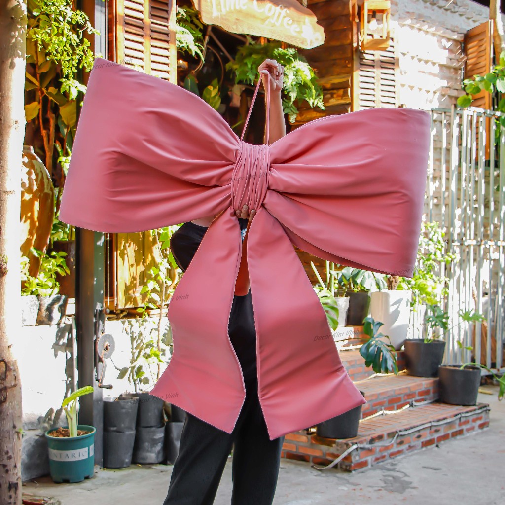 Nơ Siêu Lớn Màu Hồng Dễ Thương Cao Cấp Trang Trí Nhà Cửa Decor Tiệc Noel Giáng Sinh