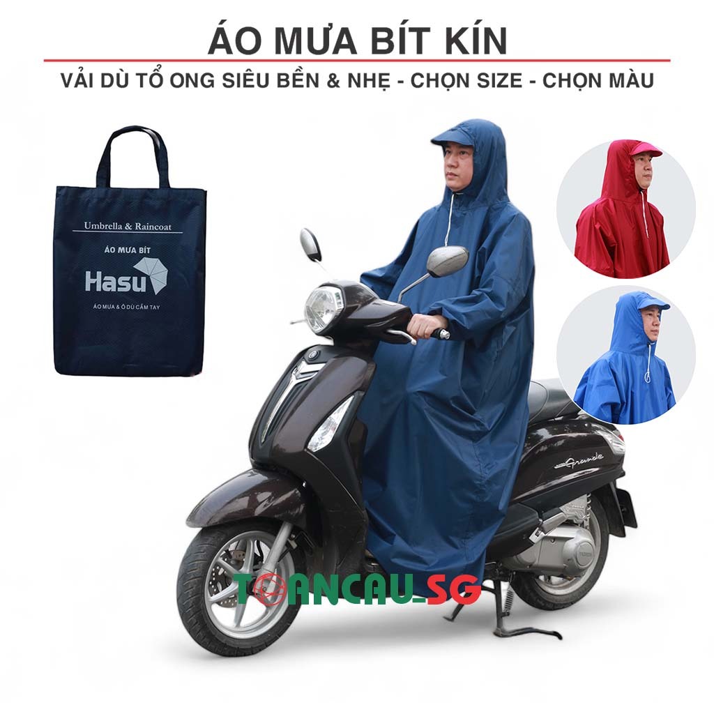 Áo mưa bít Người lớn & Trẻ em chọn size từ 110cm đến 160cm vải dù tổ ong siêu bền nhẹ Toancau_SG