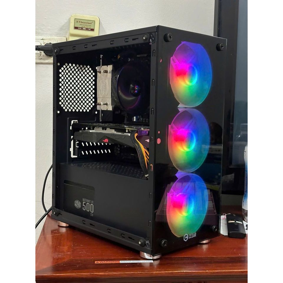 Vỏ case máy tính Gaming 2 mặt kính Cesar Rainbow (Form NYX)