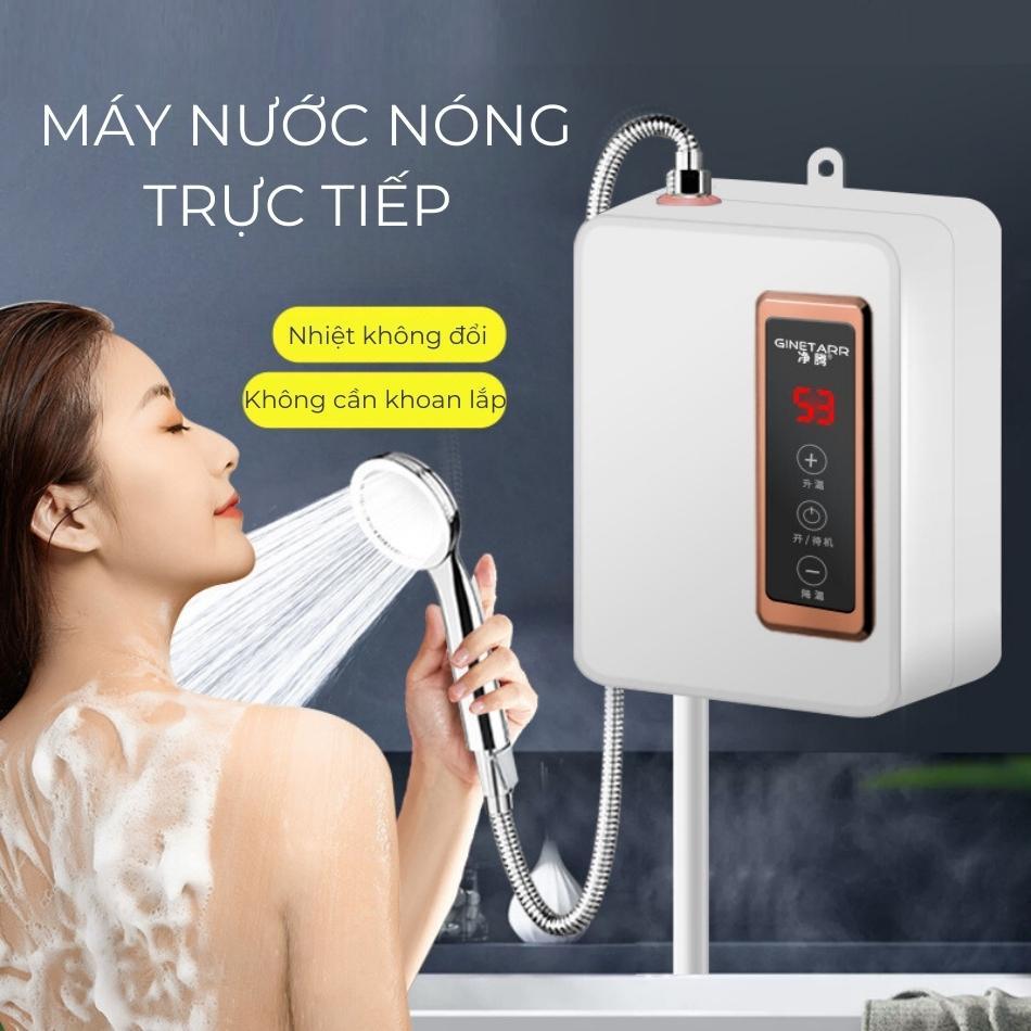 Máy nước nóng trực tiếp kèm vòi sen chống giật GINETARR RSQ-22A 5500W làm nóng nhanh 3s, có điều chỉnh nhiệt độ, an toàn