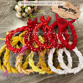 Mấn đội đầu cô dâu kết hạt trai, vấn đội đầu cùng áo dài, Phụ kiện cưới