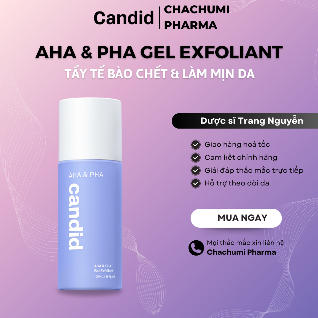 Gel AHA & PHA Candid Tẩy Tế Bào Chết & Làm Mịn Da Gel Exfoliant 100ml