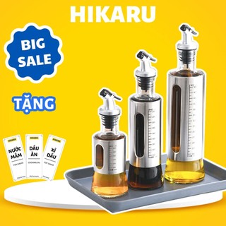  Chai Đựng Dầu Ăn Có Vòi Bọc Inox 304 Chống Gỉ 300ml HIKARU Đựng Nước Mắm Thân Thủy Tinh DT240305301 