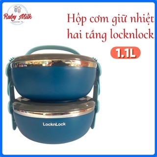  Hộp cơm 2 tầng giữ nhiệt LocknLock màu xanh dương 