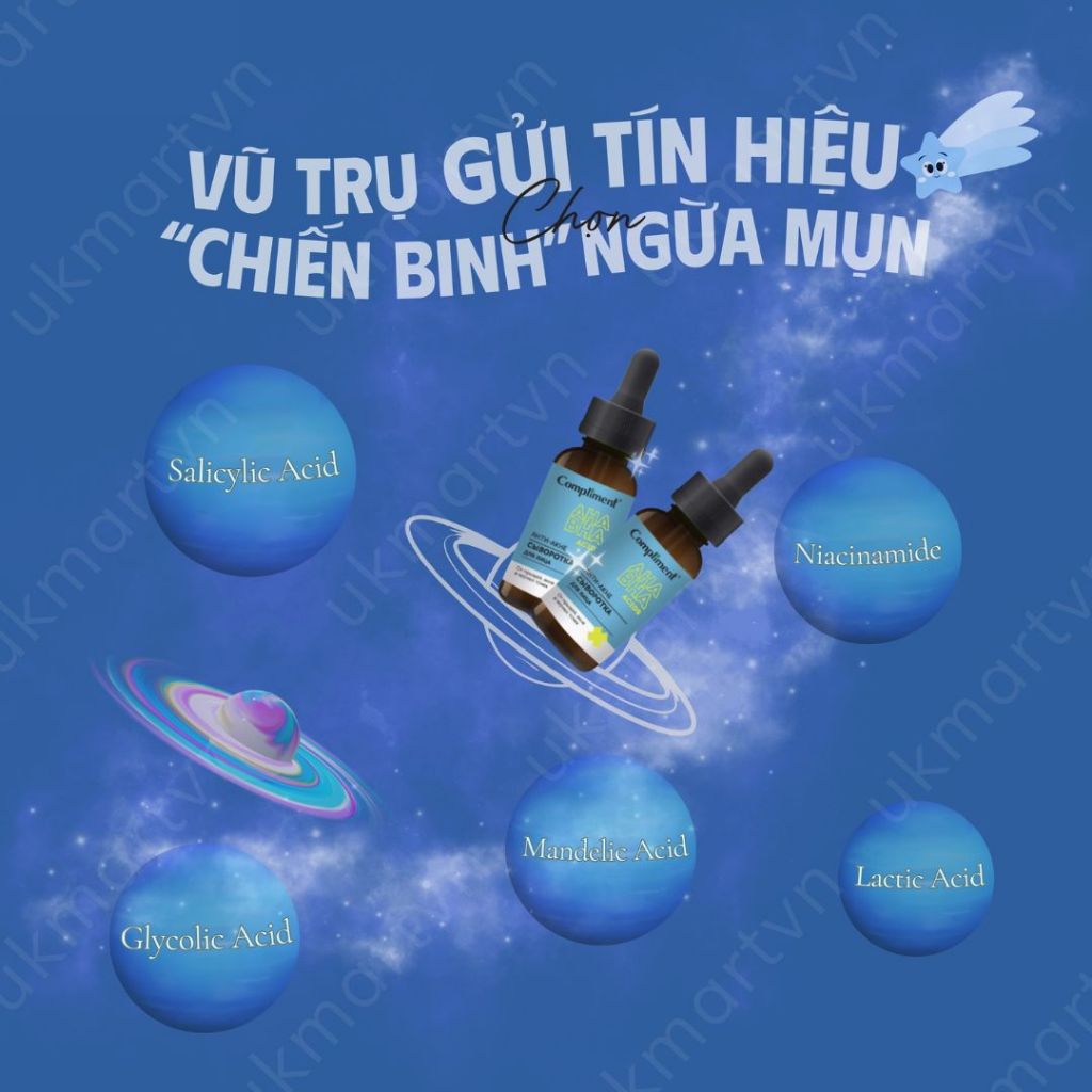 Trọn bộ Compliment AHA BHA làm sạch sâu, giảm viêm & mụn