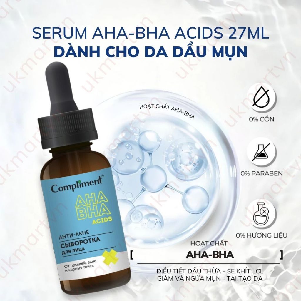 Trọn bộ Compliment AHA BHA làm sạch sâu, giảm viêm & mụn