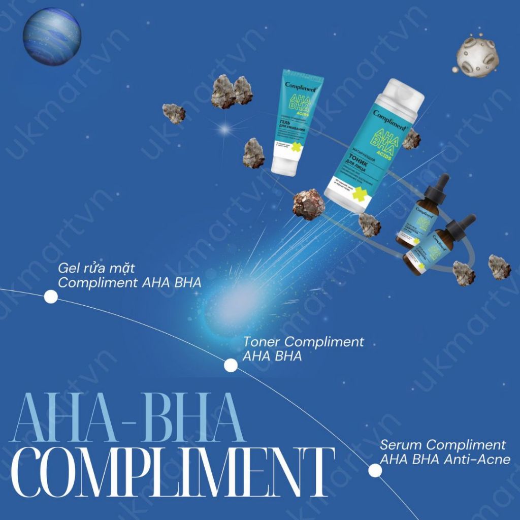 Trọn bộ Compliment AHA BHA làm sạch sâu, giảm viêm & mụn