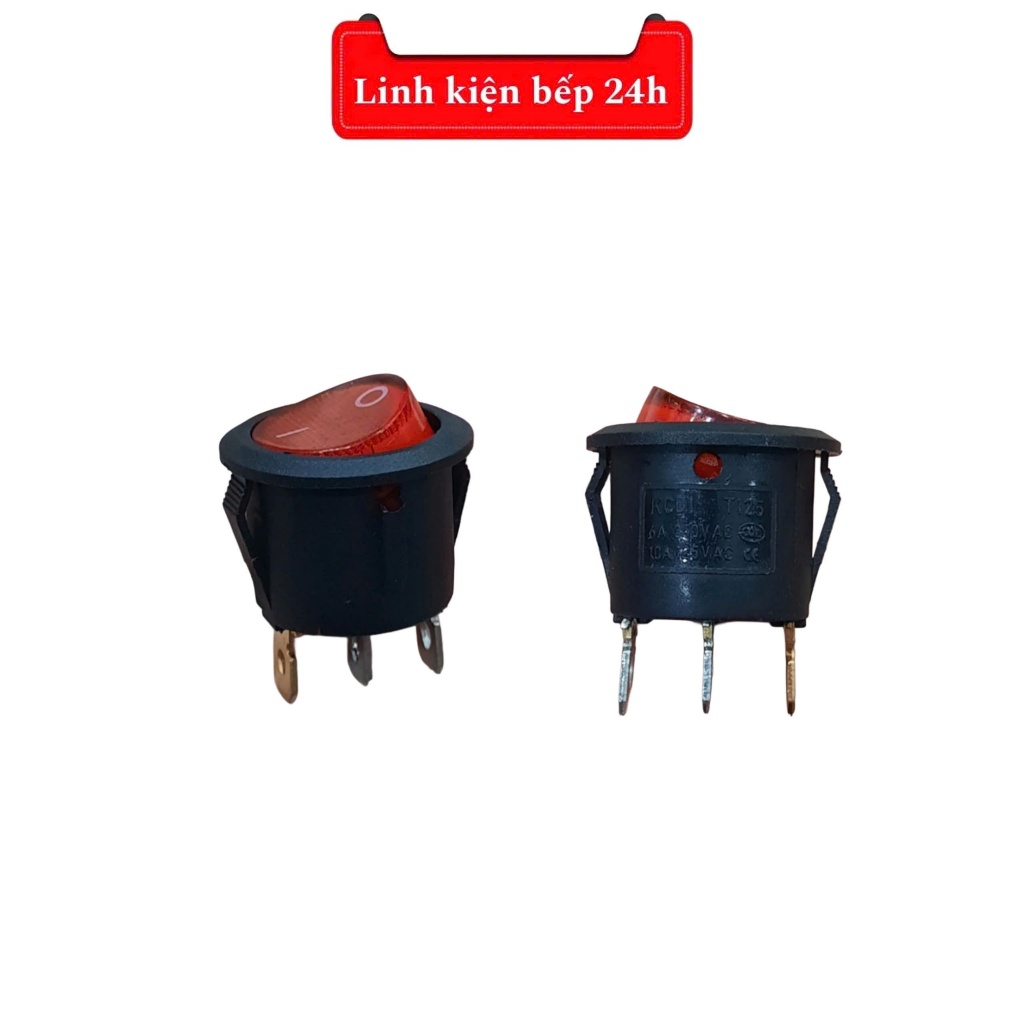 Công tắc tròn đỏ 3 chân có đèn