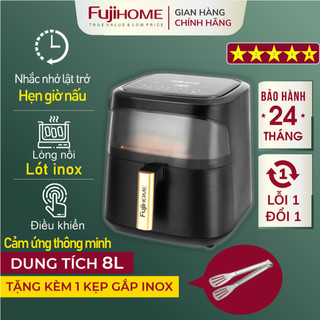  Nồi chiên không dầu điện tử 8 Lít tặng kẹp gắp A8DG1 FUJIHOME lò nướng có kính 8L hẹn giờ nấu 