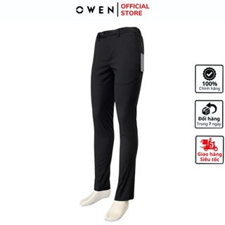 Quần âu nam công sở cao cấp OWEN QV242715 đồ tây xịn phom slim fit màu đen chất poly chống nhăn