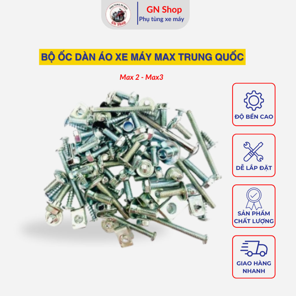 [HỎA TỐC] Bộ Ốc Lắp Dàn Áo Xe Máy MAX 2 - MAX 3 TRUNG QUỐC