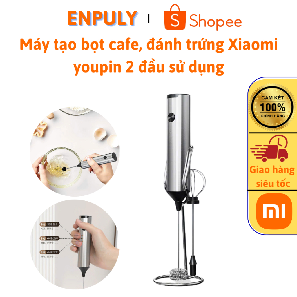 Xiaomi youpin Máy tạo bọt sữa điện, đánh trứng cao cấp có giá đỡ Máy tạo bọt đánh trứng cho cà phê pin sạc
