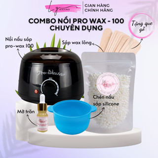 COMBO Nồi Nấu Sáp WAX Lông Pro Wax 100 + Sáp Wax Tẩy Lông cao cấp LY WAXING+Mỡ Trăn tặng kèm que wax