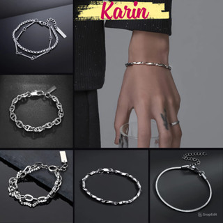 Vòng tay titan KARIN ACCESSORIES Lắc Tay mạ bạc thiết kế nhiều kiểu dáng thời trang Unisex phong cách Hàn Quốc Cho nam