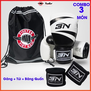 [Combo] - Găng Boxing BN Việt Nam + Băng đa BN VN + Túi rút đựng găng, Combo cơ bản tập luyện Võ thuật