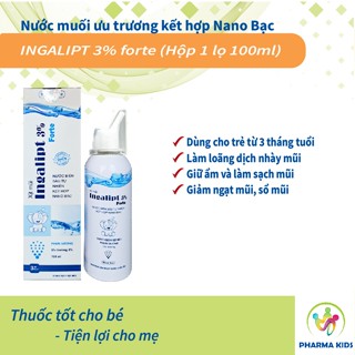 Ingalipt 3% forte - Nước muối ưu trương kết hợp Nano bạc