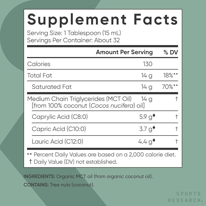 SR Dầu MCT cao cấp từ Dừa hữu cơ hỗ trợ Lowcarb, hệ tiêu hóa và tăng năng lượng 946 ml Sports Research