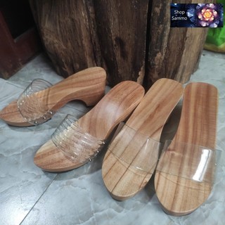 Guốc Gỗ Guốc Mộc Cao 7 Phân Đế Trụ ( đế cao su  2 lớp )