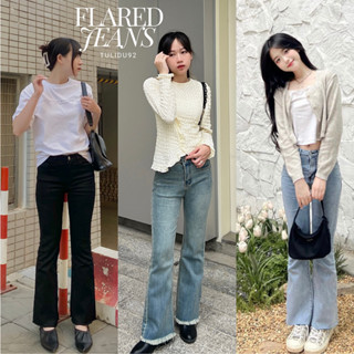 Quần Jean Ống Loe Lưng Cao Co Giãn Cắt Gấu Hàng Cao Cấp Tulidu [ẢNH THẬT] Quần Bò Ống Loe Rách Gấu Nữ