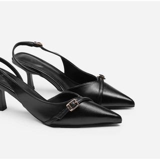 Slingback gót nhọn gắn khoá sang chảnh - 1096