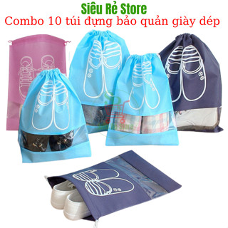   GIÁ SỈ  Combo 10 túi đựng giày dép Siêu Rẻ Store Túi đựng giày đá bóng thể thao du lịch chống nước bụi bẩn có dây rút 