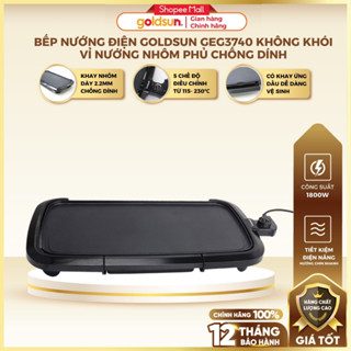 Bếp nướng điện goldsun GEG3740 không khói 1800W vỉ nướng 50x10 nhôm phủ chống dính có kèm khay hứng dầu