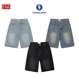Quần Short Jeans lửng Calem.Club wash cạp thấp ống rộng form unisex nam nữ