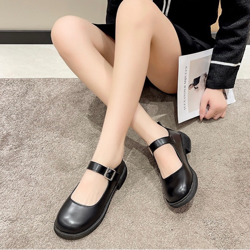 Giày Mary Jane da lỳ đế đúc 5cm - 1093