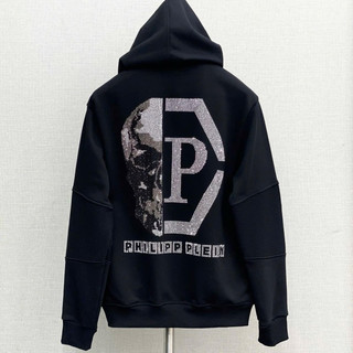 Áo Hoodie Philipp_Plein Nỉ Bông In Kim Tuyến 3D Dáng Rộng Nam Nữ Áo Khoác Hoodie Phillip phối hình in full thân sau