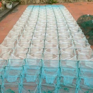 Lưới lồng bát quái bắt cá 29 khung dài 9m2 đuôi 1 phân cước đúc thân 1.3cm trắng,lưới lồng 29 khung bắt tôm cá