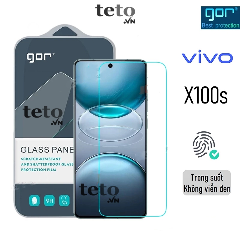 Kính Cường Lực Gor Vivo X100s, iQOO 10/ 11/ 12/ 13/ iQOO Z9/ Z9 Turbo/ Z9X Trong Suốt Vuốt Mượt 9H/ Vát 2.5D - Hãng Gor