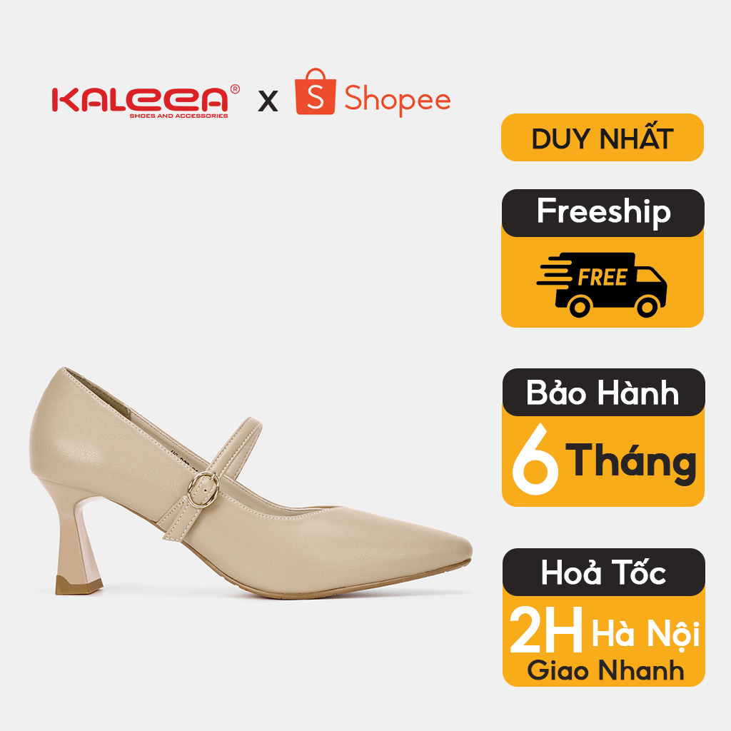 Giày Cao Gót Nữ Thiết Kế Quai Ngang Giày Mũi Nhọn Đế Cao 7p - Kaleea  BG01