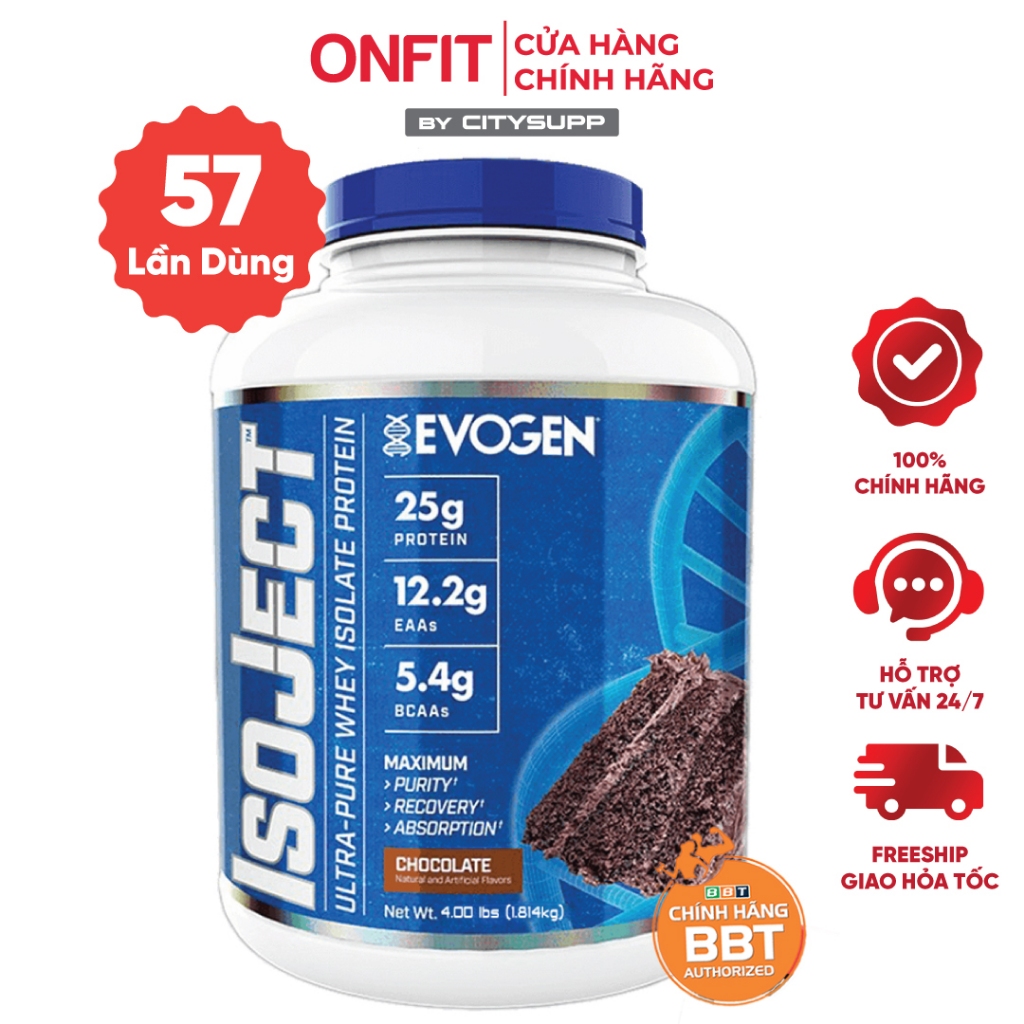 Evogen ISOJECT (57 Lần Dùng) Whey Protein Isolate Tinh Khiết | Tăng Cơ và Phục Hồi Cơ | Nhập Khẩu Mỹ
