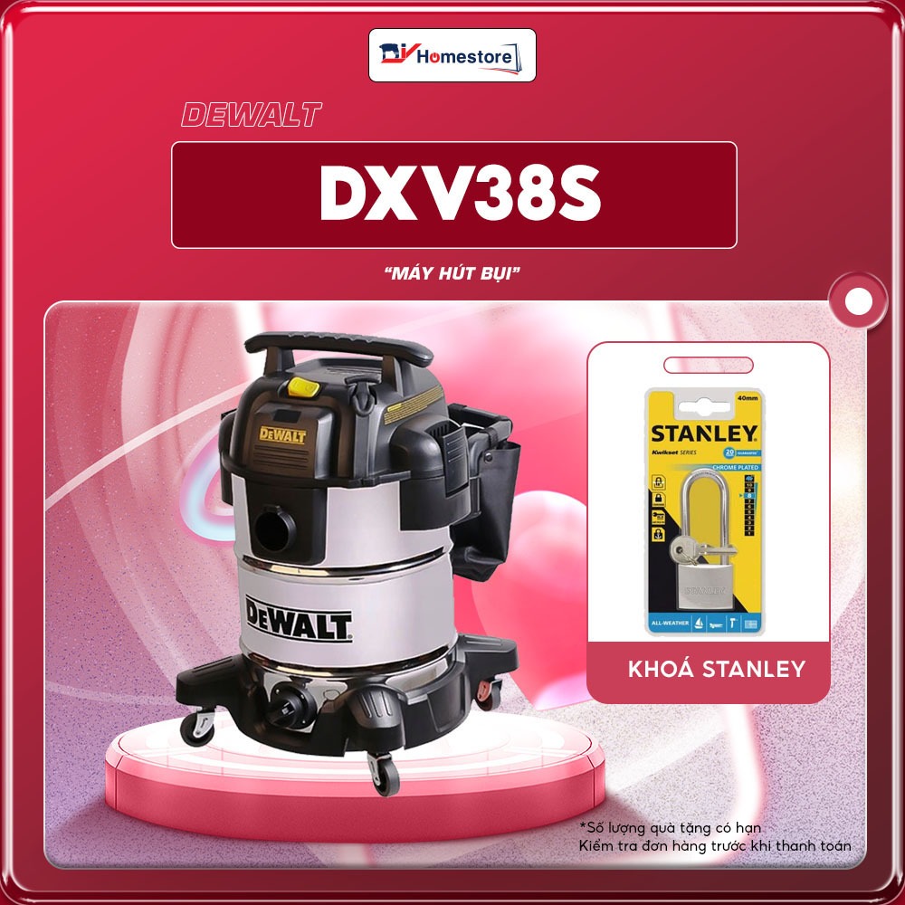 Máy hút bụi công nghiệp 3 chức năng ướt / khô / thổi 3750W (5HP) 38L Dewalt DXV38S - Hàng chính hãng