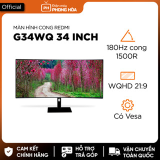 Màn hình máy tính cong Redmi gaming G34WQ 34 inch| Bản mới 2024| Chân đế vuông| 180Hz| BH 12 tháng