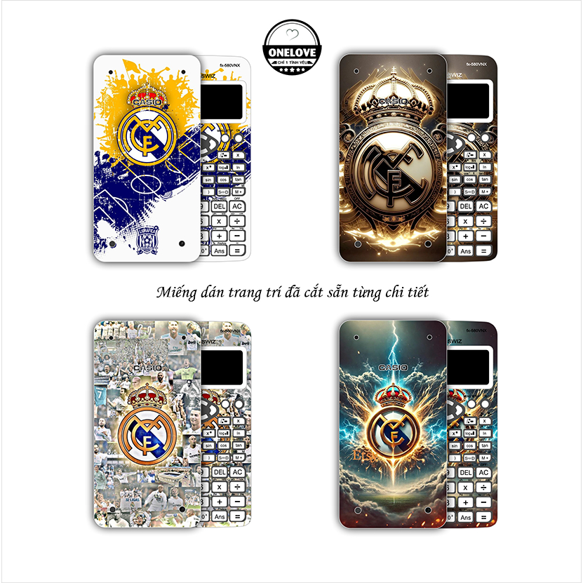 Miếng dán skin mẫu Real Madrid cho máy tính bỏ túi Casio FX 580VNX ,  FX 570VN Plus , FX 570 ES , FX