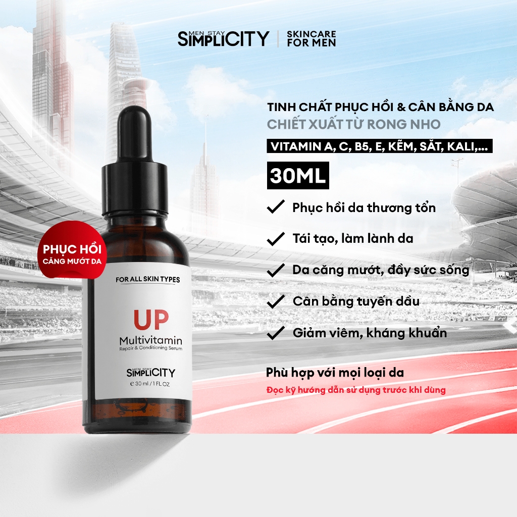 Serum Up Phục Hồi Cân Bằng Da Cho Nam Men Stay Simplicity Up Multivitamin Repair & Conditioning 30Ml