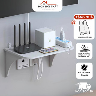 Kệ wifi treo tường không cần khoan, giá đỡ máy chiếu, chất liệu gỗ cao cấp, chống nước