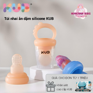 (KUB CHÍNH HÃNG)Túi nhai ăn dặm silicon KUB chống hóc cho bé, gặm nướu mềm, túi tập ăn trái cây, ăn dặm 2 size cho bé