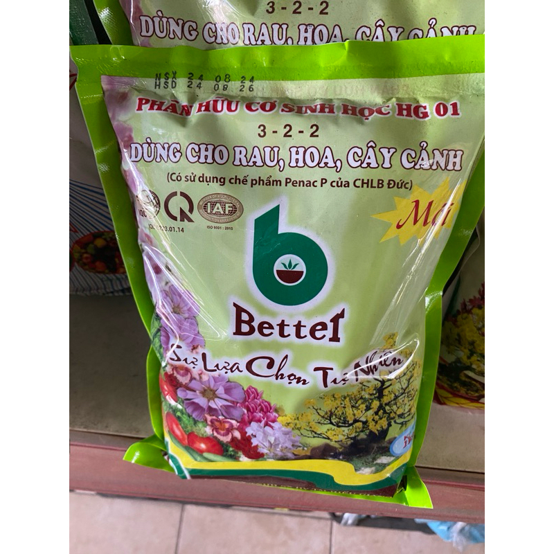 Phân hữu cơ sinh học phân vi sinh Better NPK 3-2-2 + TE 1kg - hữu cơ vi sinh better gói 1kg bón mọi 