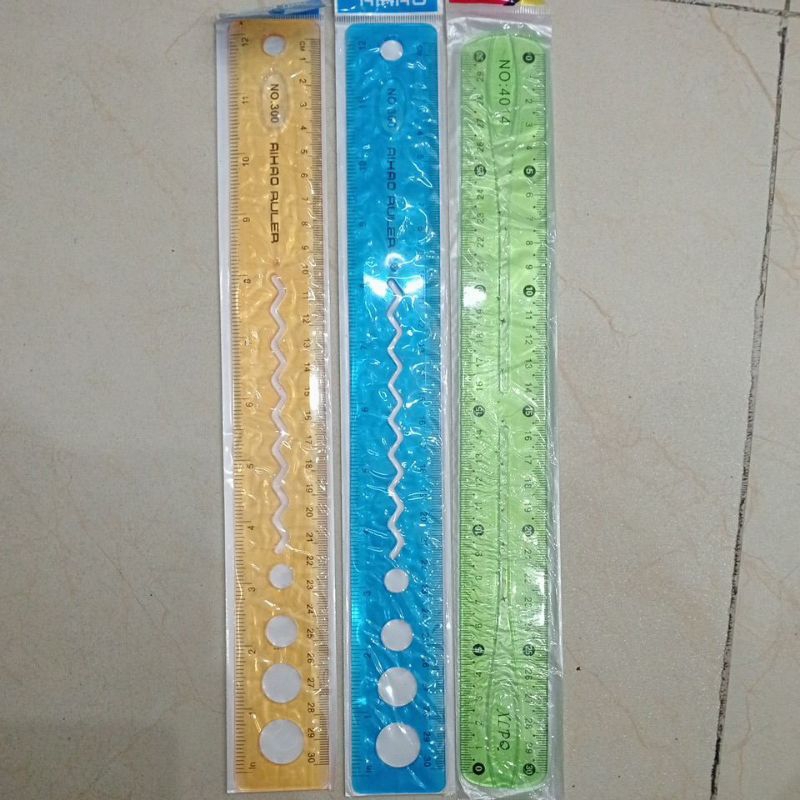 Combo 3 chiếc Thước kẻ Dẻo 30cm có hình học