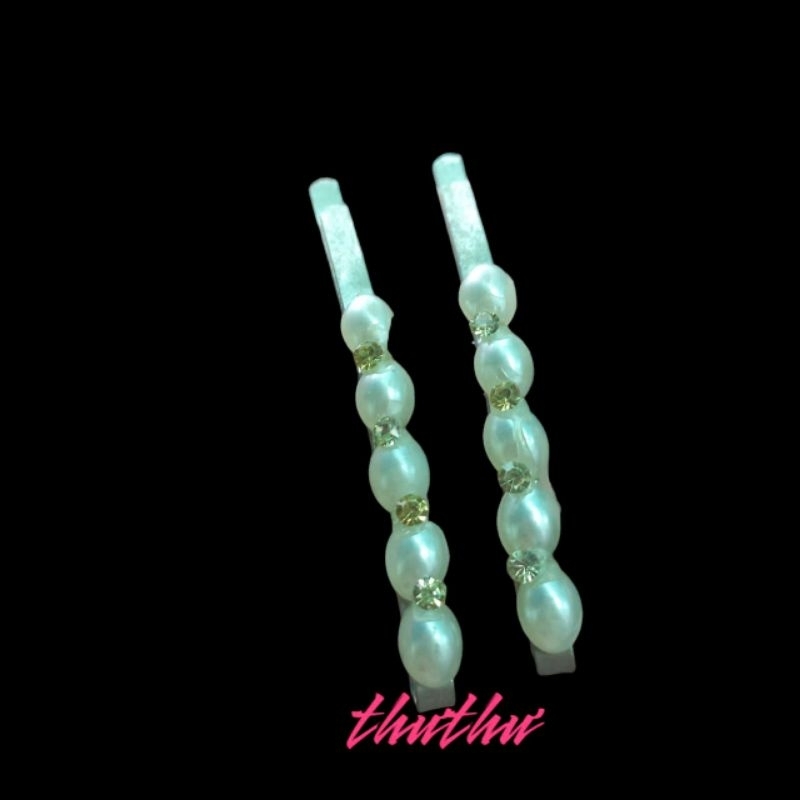 Một cặp Kẹp tóc đính hạt kim loại (6cm)