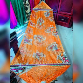 Võng lưới đại màu Cam in hoạ tiết dễ thương Doremon 2 lớp 2m3x1m2 thoáng khí